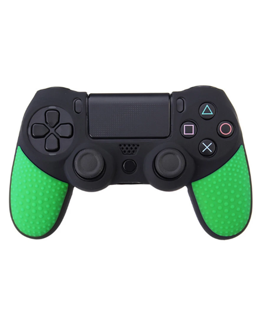 PS4 Силиконовый футляр для контроллера (черный + зеленый) non-slip